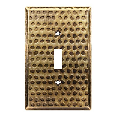LIDER Toggle Light Switch Metal Wall Plate, Stainless Steel Switch Cover, Corrosion Resistant, Mid-Size 1-Gang 4.88" x 3.11", 201 Stainless Steel, LMWP-11M-HAB, Hammered Antique Brass | Amazon (US)