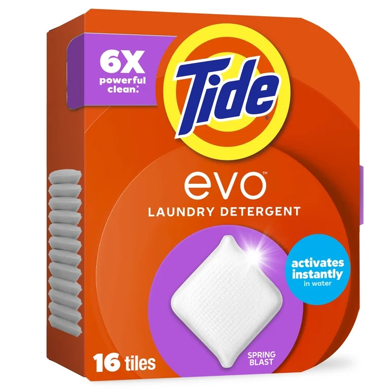 Tide Evo Laundry Detergent Tiles, 100% Concentrated, 6X Cleaning Power, Spring Blast Scent, 16 Co... | Walmart (US)