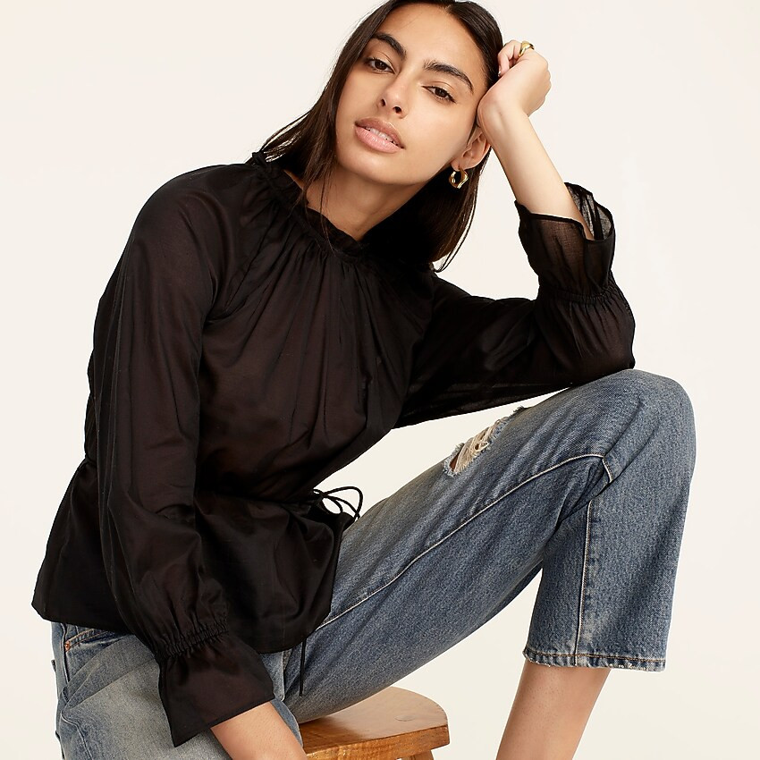 Tie-waist top in organic cotton voile | J. Crew US