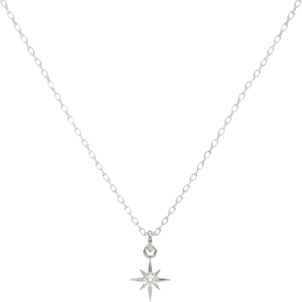 Annika Bella Sterling Silver Star Necklace for Women, Length 15-17 Inches, Tiny Cubic Zirconia No... | Amazon (US)