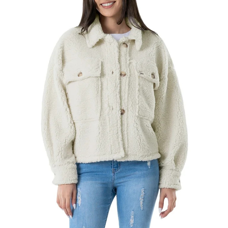 Lee® Women's Long Sleeve Cropped Sherpa Shirt Jacket | Walmart (US)