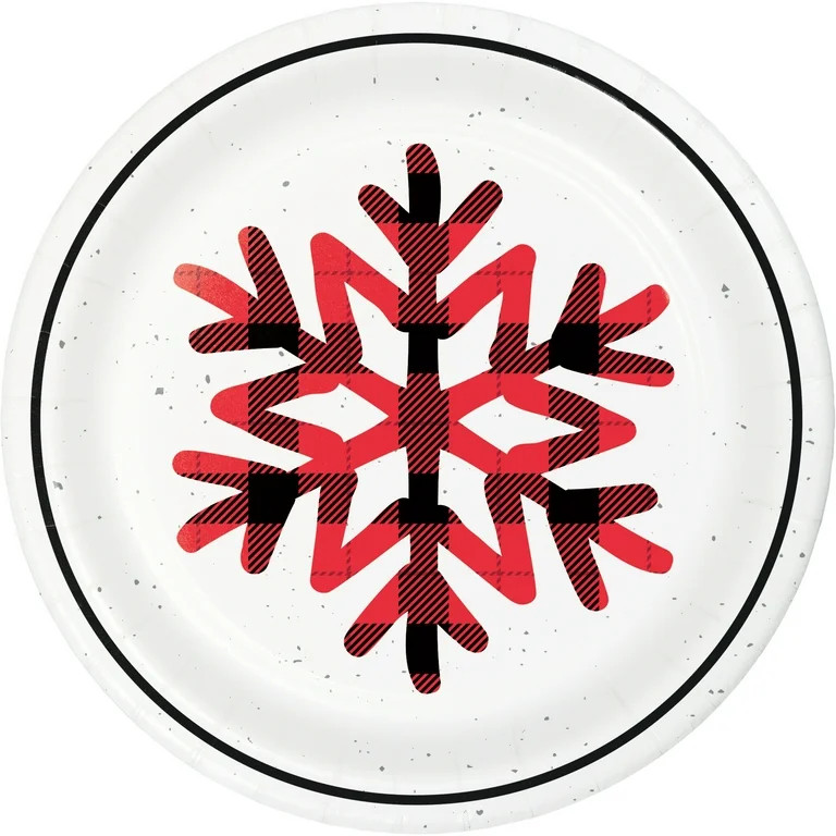 Gingham Snowflake Paper Plates, 9", 20 Count, by Holiday Time | Walmart (US)