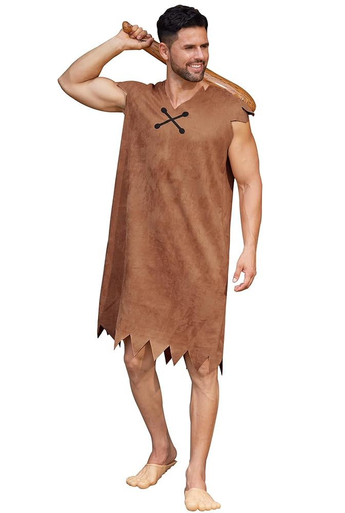 Arvilhill Mens 2 Pcs Caveman Barney Costume Heavyweight Suede Fabric Halloween Tunic with Inflata... | Amazon (US)