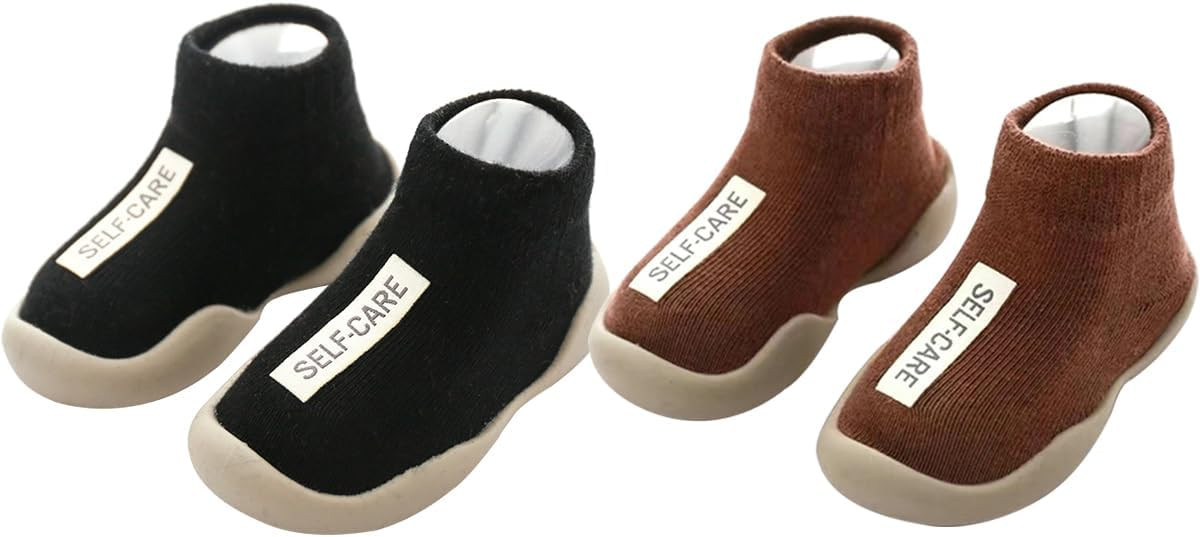 2 Pairs Baby Sock Shoes Toddler Infant Non Slip Soft Rubber Sole Slippers First Walking Shoes for... | Amazon (US)