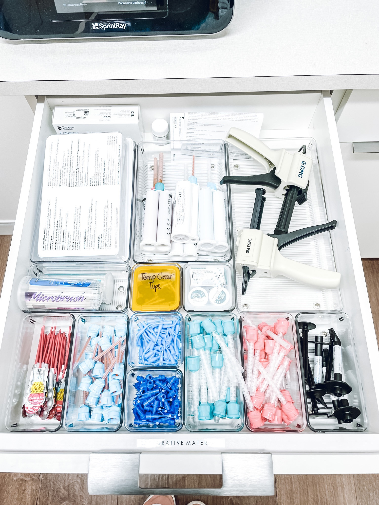 Dental office organization✨ IDesign Linus Shallow Drawer Organizers.