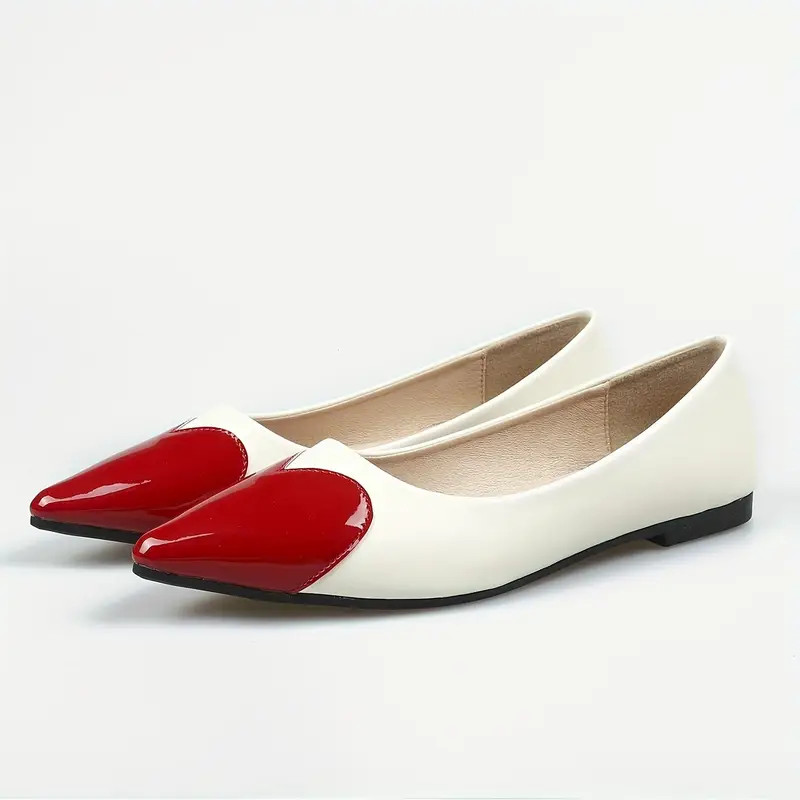 Women's Heart Print Flat Shoes, Slip On Point Toe Shallow Mouth Lightweight Flat Non-slip Shoes, ... | Temu Affiliate Program