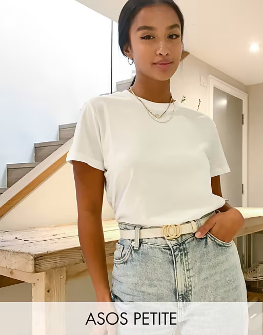 ASOS DESIGN Petite ultimate organic cotton t-shirt with crew neck in white | ASOS (Global)