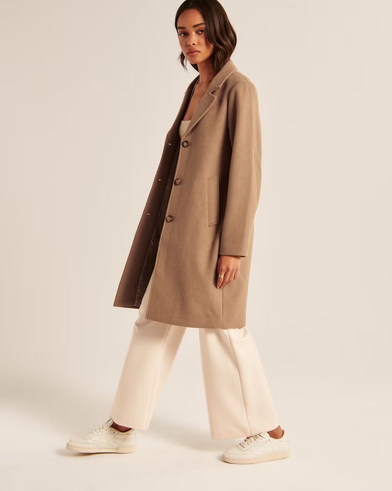 Women's Wool-Blend Dad Coat | Women's | Abercrombie.com | Abercrombie & Fitch (US)