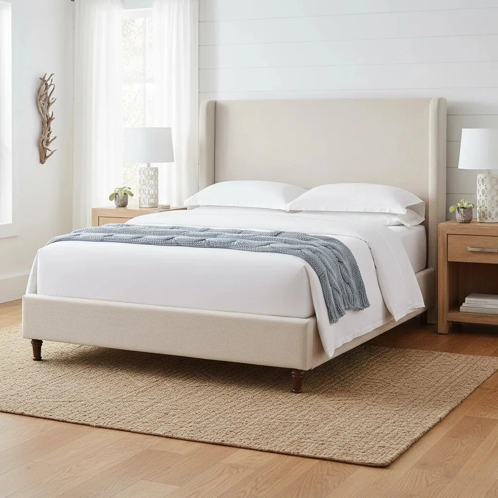 Henley Upholstered Wingback Bed, Boxspring Required | Wayfair North America