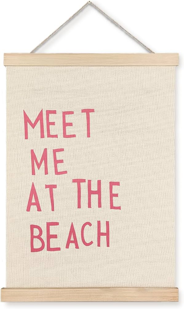 LUVADIAN Beach Wall Decor Meet Me at the Beach Poster Hanger Frame - Pink Beach Room Decor Aesthe... | Amazon (US)