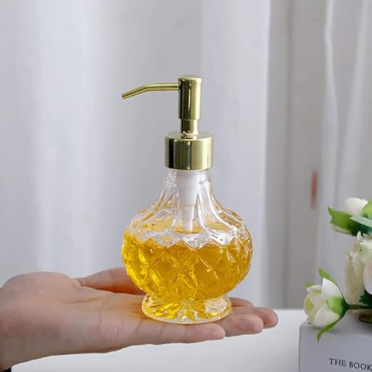 Kollong Glass Soap Dispenser with Pump and Stainless Steel Tray.Vintage Soap Dispenser Bathroom &... | Amazon (US)