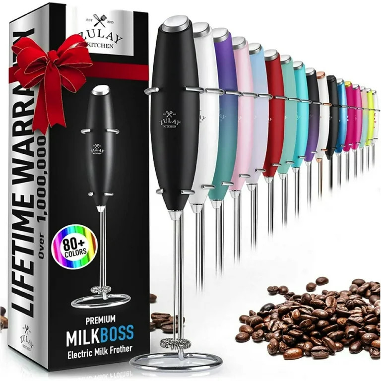 Zulay Kitchen Milk Frother with Stand Handheld Electric Whisk for Coffee Latte and Matcha Black | Walmart (US)
