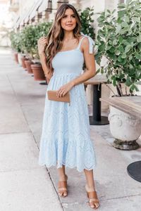 Promise In My Heart Blue Lace Midi Dress FINAL SALE | The Pink Lily Boutique