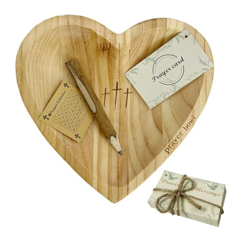 Pawnoc Heart Prayer Bowl with 30 Cards, Meaningful Gift, Wooden Bowl with Cross, Christian Decor, Religious Gift for Women, Mom, Dad, Daughter, or Husband, Perfect for Christmas and Holidays | Amazon (US)