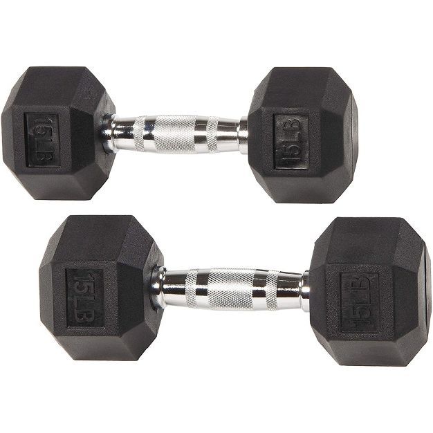 Sporzon! Rubber Encased Cast Iron Hexagon Handheld Exercise Fitness Weight Equipment Dumbbells wi... | Target