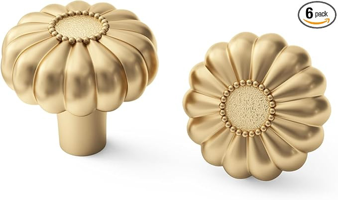 goldenwarm 6 Pack Gold Dresser Knobs for Drawer Knob for Cabinet Pulls Hardware Handle Brushed Br... | Amazon (US)