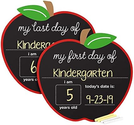 Pearhead First and Last Day of School Photo Sharing Reversible Chalkboard Sign, Apple Shaped, The... | Amazon (US)