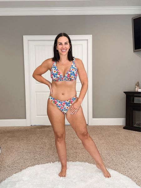 Coming in at less than $10 this suit is a steal! The floral pattern is right on trend for this year. It also has adjustable straps and a moderate coverage bottom. Wearing a medium top and bottom  

#LTKswim #LTKunder50 #LTKSeasonal