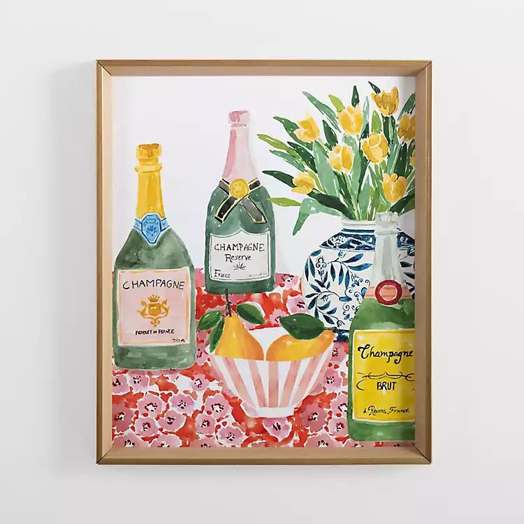 New! Popping Champagne Bottles Framed Art Print | Kirkland's Home