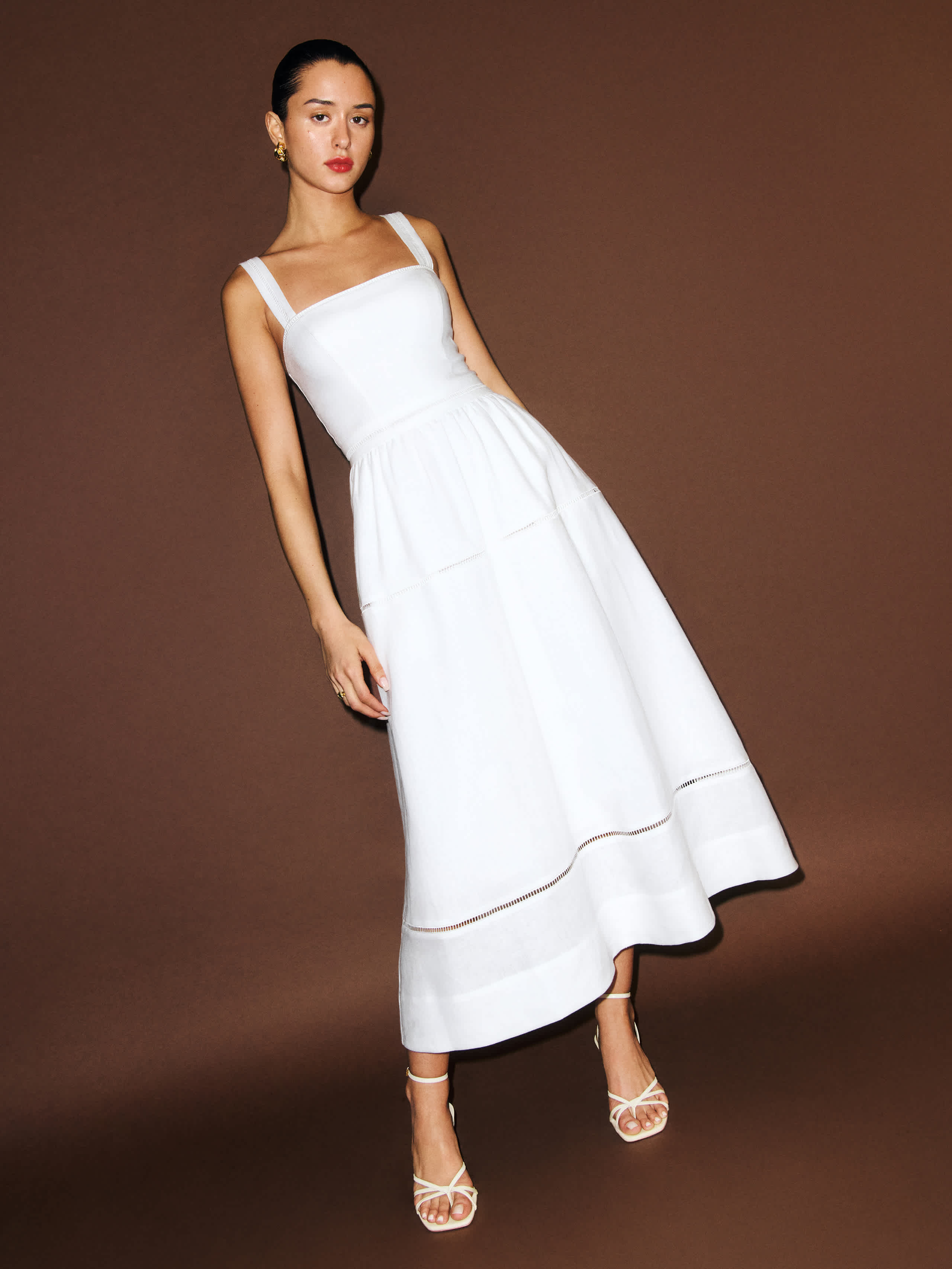 Reformation Everett Linen Dress Ivory 4 | Reformation (Global)