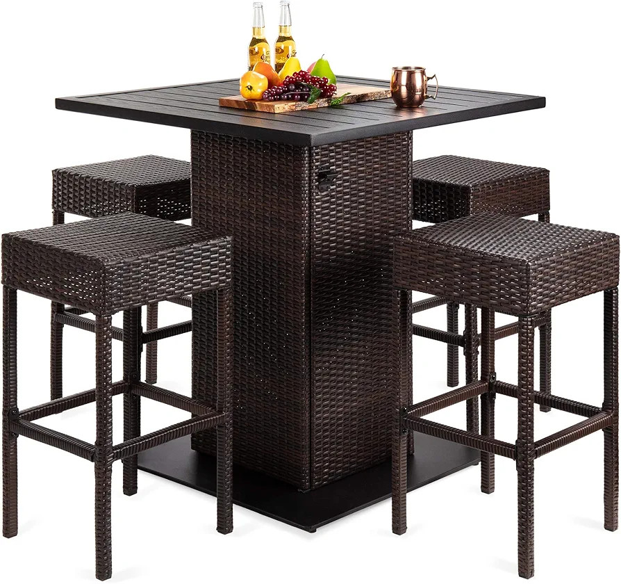 Best Choice Products 5-Piece Outdoor Wicker Bar Table Set for Patio, Poolside, Backyard w/Built-i... | Amazon (US)
