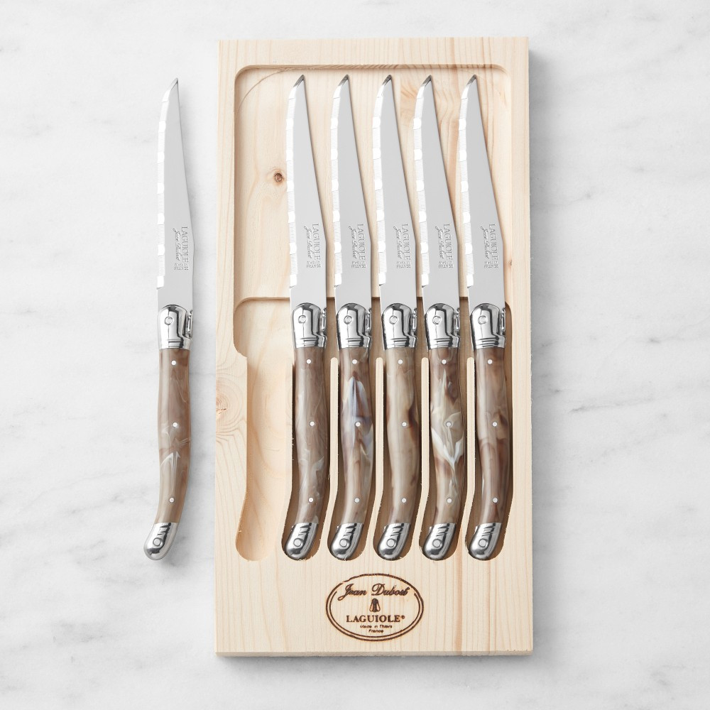 Jean Dubost Laguiole Dark Horn Steak Knives, Set of 6 | Williams-Sonoma