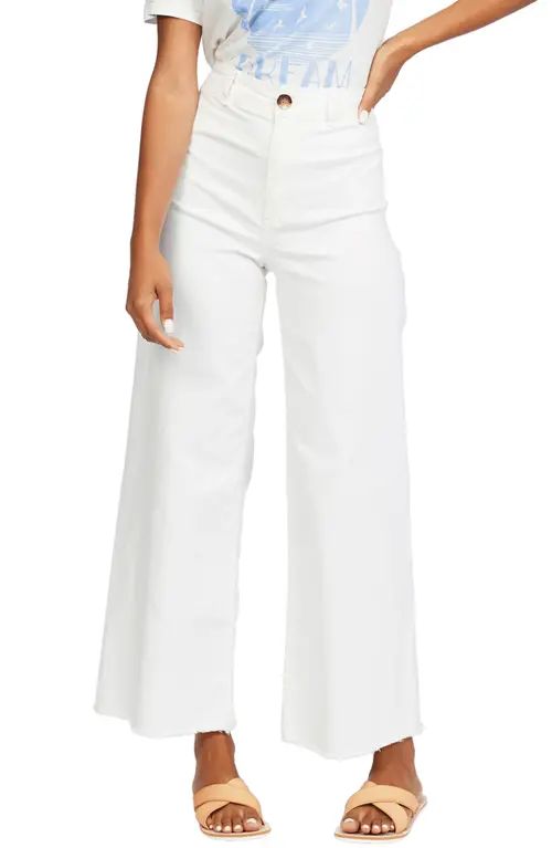 Billabong Free Fall Stretch Cotton Crop Wide Leg Pants in Salt Crystal at Nordstrom, Size 25 | Nordstrom