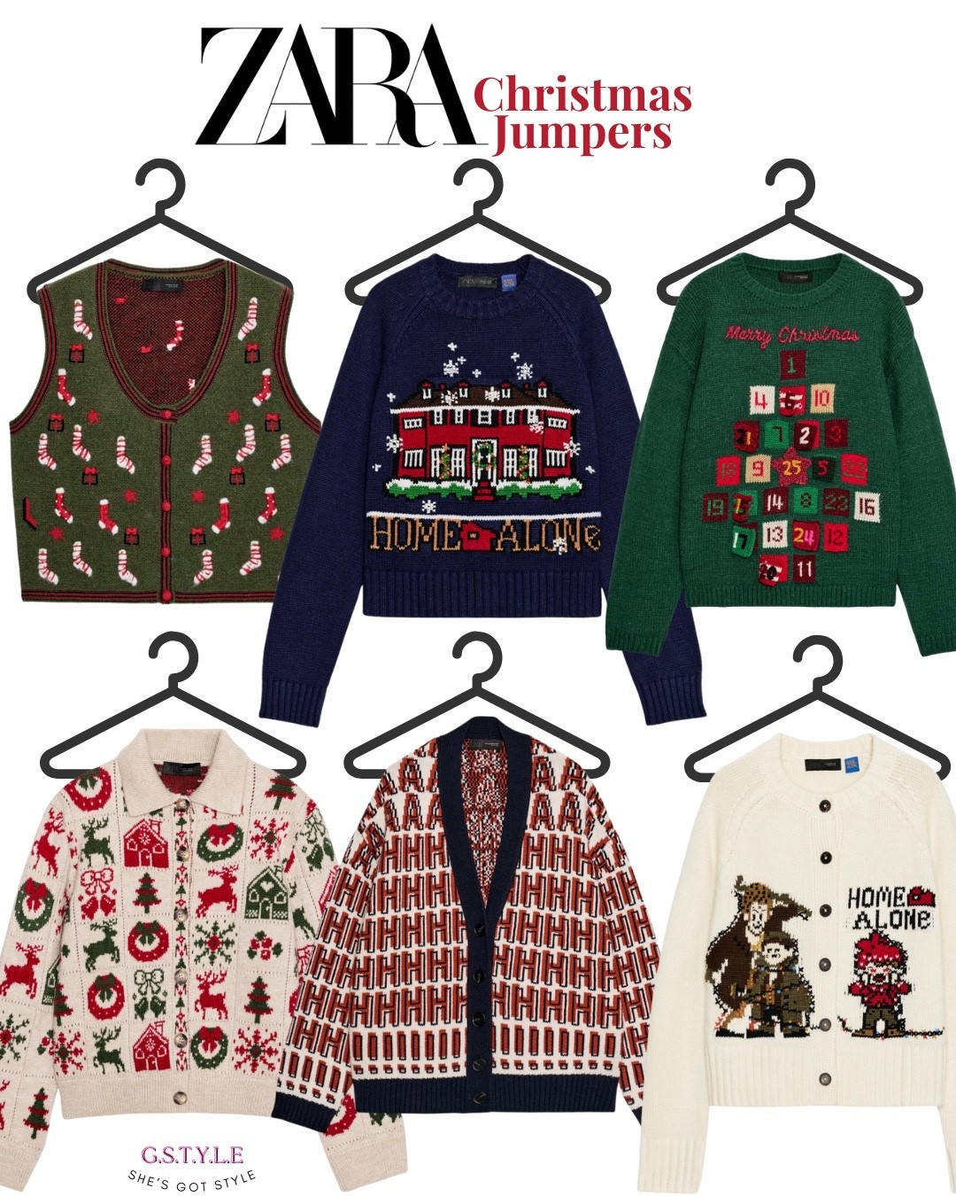 ZARA viral Christmas jumpers 🎅🏻🎄❄️✨

The exact knits shown are from ZARA:

KNIT CHRISTMAS EMBROIDERED VEST - (Bottle green | 3920/974/501)

HOME ALONE ™ KNIT JUMPER - (Navy blue | 3920/976/401)

ADVENT CALENDAR KNIT JUMPER - (Billiard green | 0021/115/503)

JACQUARD CHRISTMAS CARDIGAN - (only one | 6771/159/050)

OVERSIZE HOME ALONE ™ KNIT CARDIGAN - (Multicoloured | 3920/977/330)

HOME ALONE ™ CARDIGAN - (Ecru | 3920/975/712)

#LTKfestive #LTKwinter #LTKgiftguide
