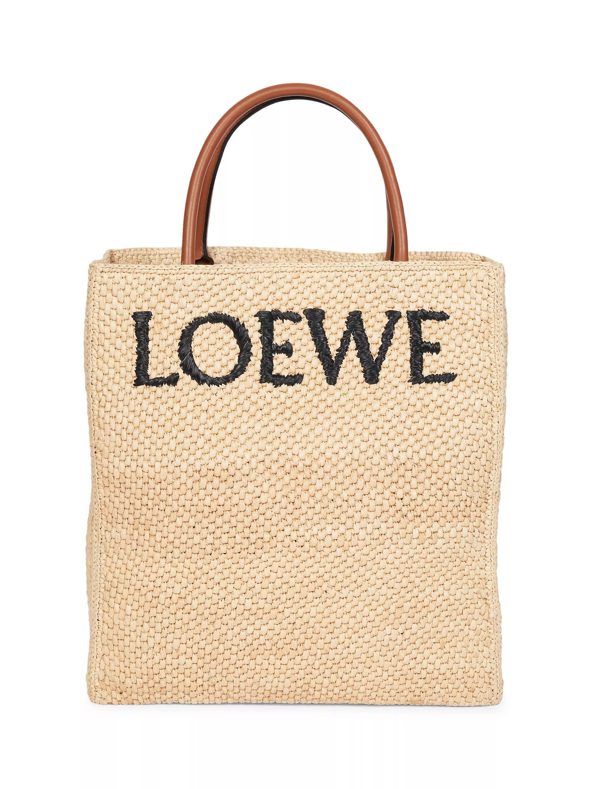 Shop LOEWE A4 Raffia & Leather Tote Bag | Saks Fifth Avenue | Saks Fifth Avenue