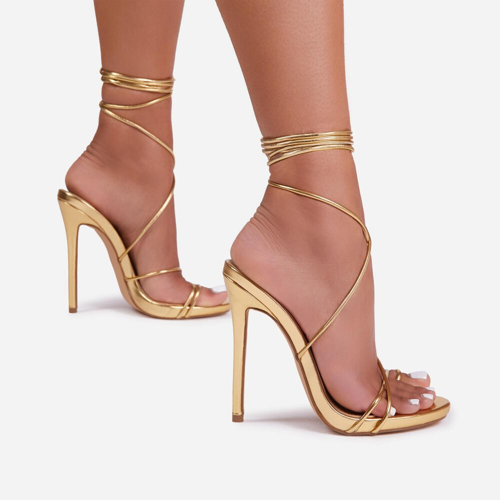 Gelato Lace Up Platform Heel In Gold Metallic Faux Leather | EGO Shoes (US & Canada)