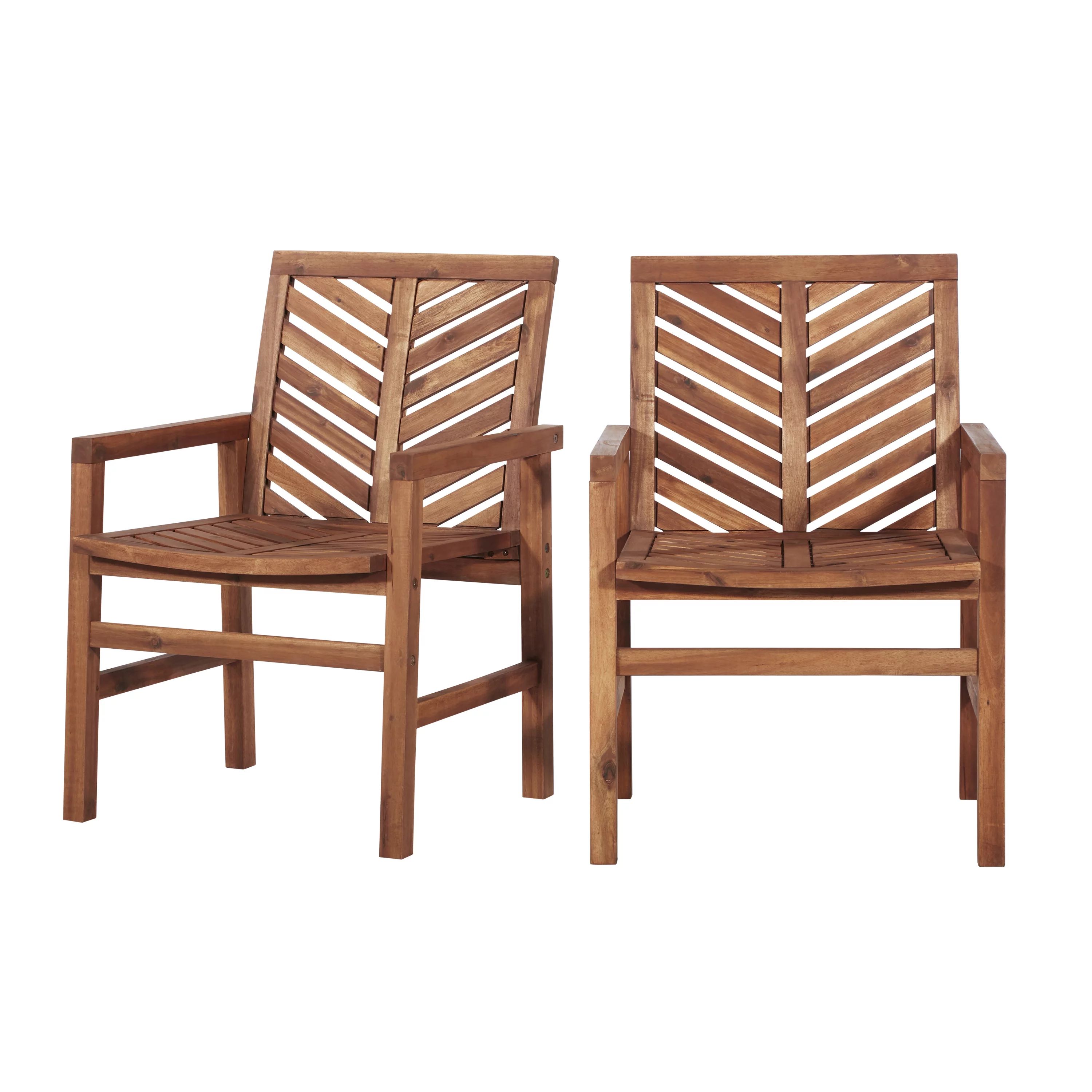 Solid Acacia Wood Chevron Outdoor Chair, 2pk - Brown | Walmart (US)