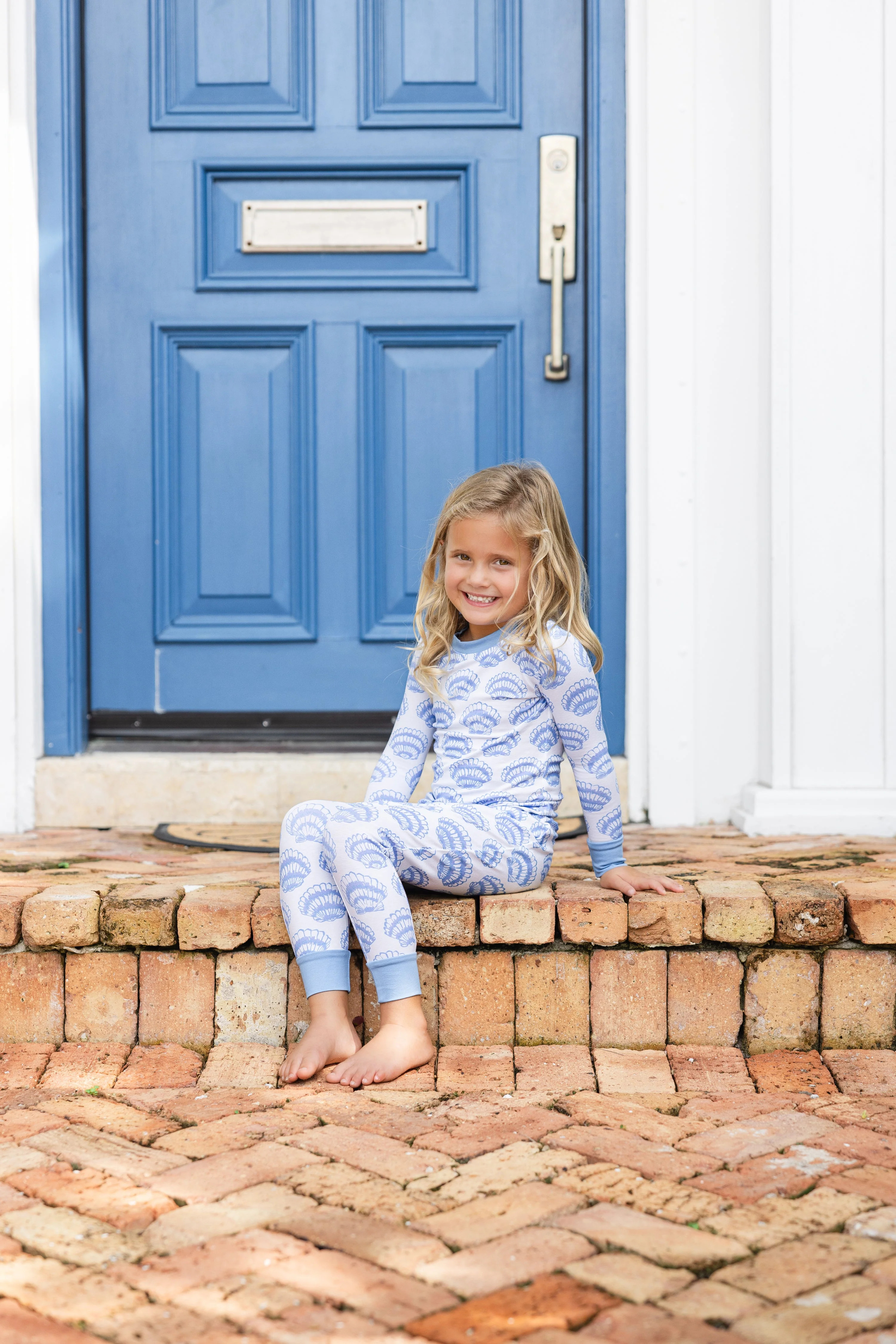 Blue Shell Print Kid's Pajamas | Sail to Sable