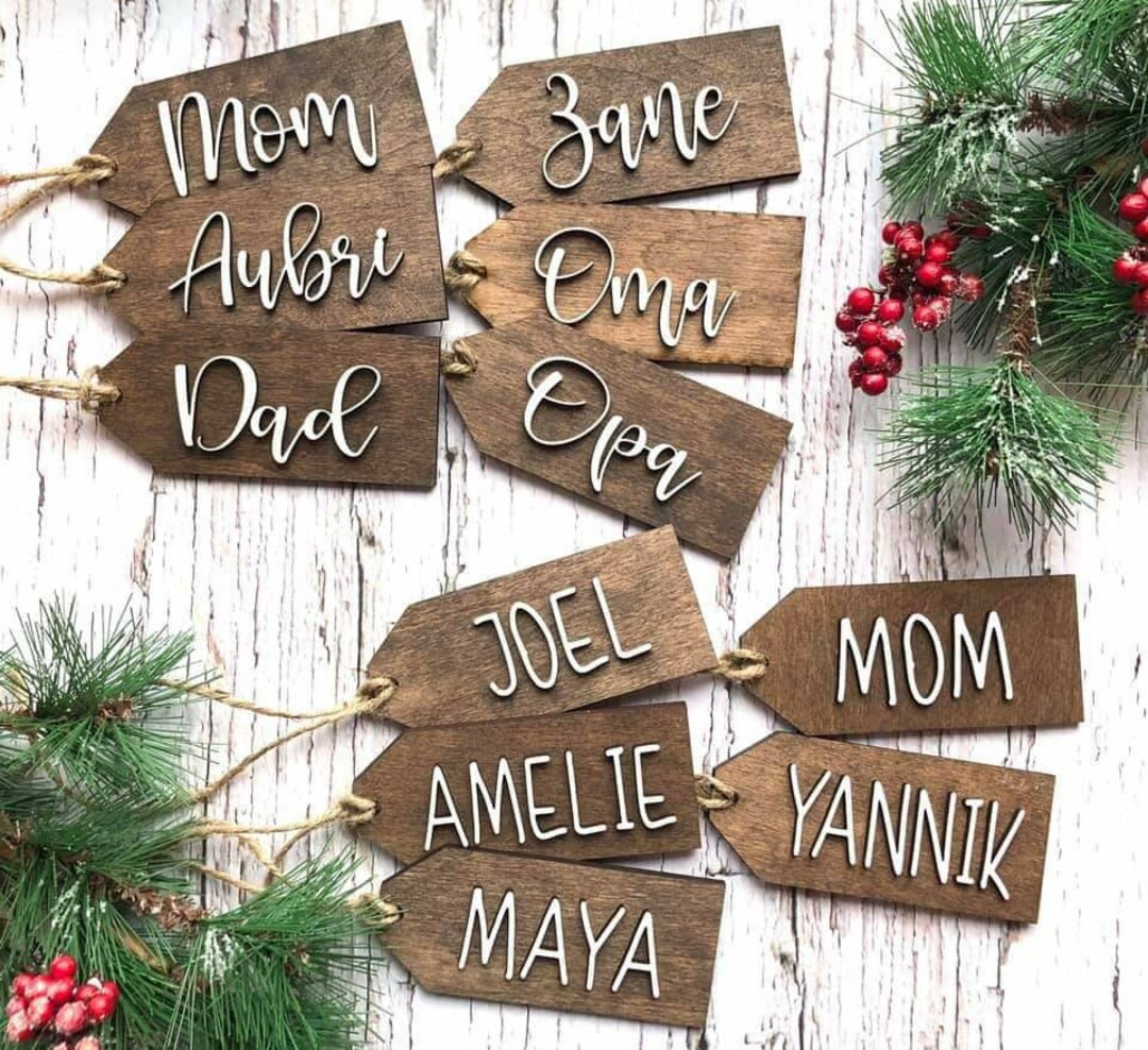 Stocking Name Tags Wooden Nametags Christmas Decor Ornaments Gift Tags Old Fashion Farmhouse Chri... | Etsy (US)