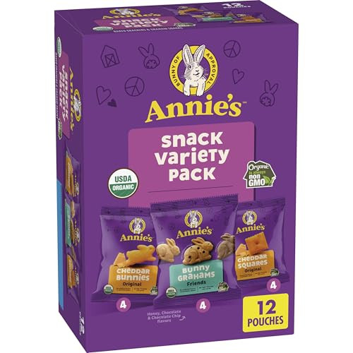 Annie's Organic Variety Pack, Cheddar Bunnies, Bunny Grahams and Cheddar Squares, 12 Pouches, 11 oz | Amazon (US)