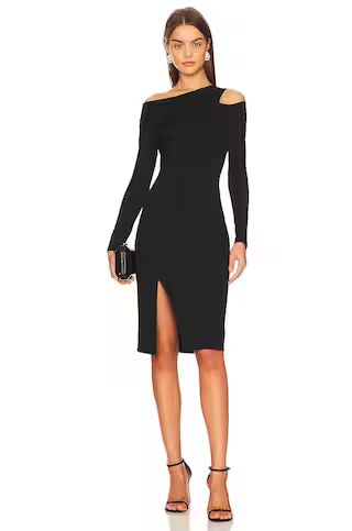 krisa Asymmetrical Cutout Midi Dress in Black from Revolve.com | Revolve Clothing (Global)