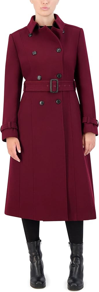 Cole Haan womens Flared Trench Slick Wool Coat | Amazon (US)