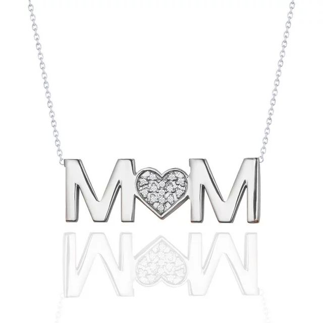 JeenMata MOM Moissanite Pendant Necklace in 18K White Gold over Silver | Walmart (US)