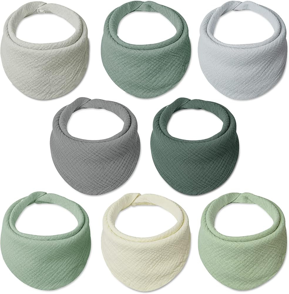 Lulu moon Baby Muslin Bibs - 100% Cotton for Teething Drooling Girls Boys, 8 Pack | Amazon (US)