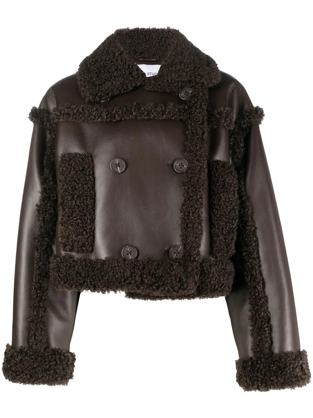 cropped faux shearling jacket | Farfetch Global
