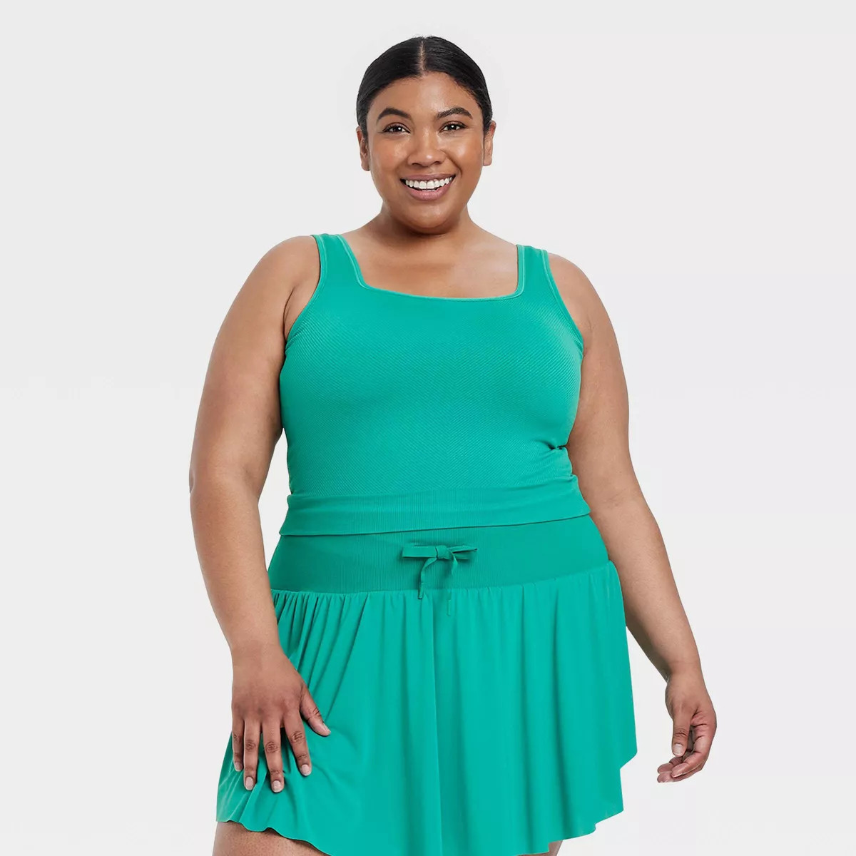 Women's Seamless Square Neck Cropped Tank Top - All In Motion™ Green XXL | Target