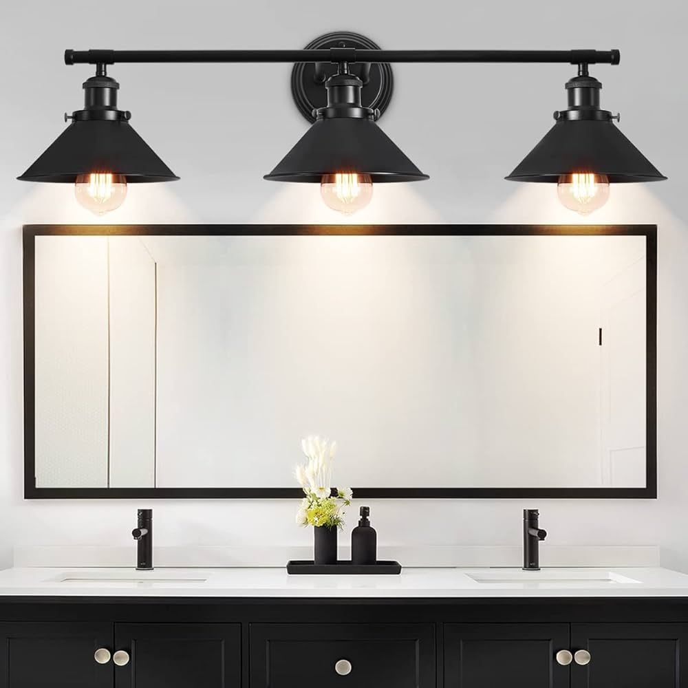 TOULMJ Black Bathroom Light Fixtures, Farmhouse Vanity Light Over Mirror, Industrial Indoor Wall ... | Amazon (US)