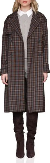 Avec Les Filles Plaid Button Back Belted Trench Coat | Nordstrom | Nordstrom
