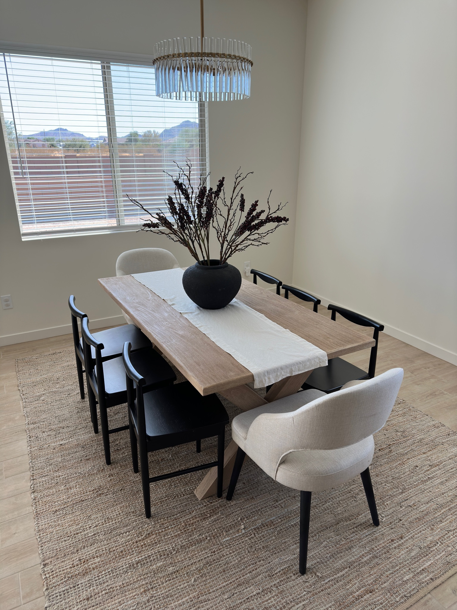 Our dining area 🤍 swiping out the branches for something more fall but loving our new jute rug! 

#LTKfindsunder100