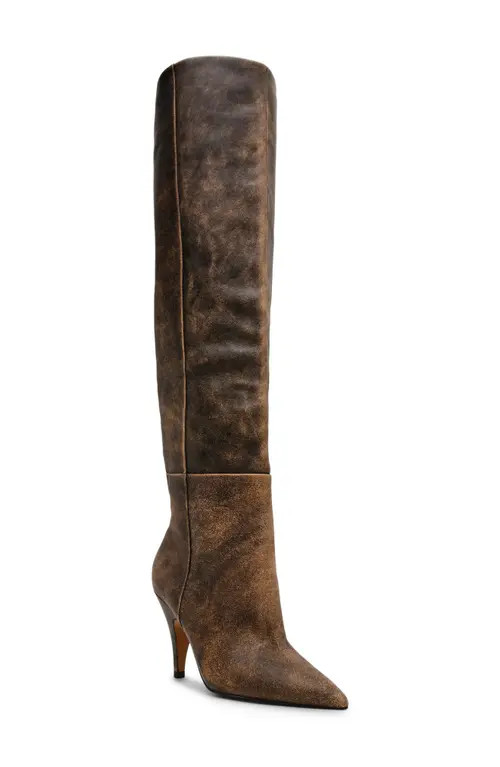 Steve Madden Bellamie Pointed Toe Over the Knee Boot in Brown Distressed at Nordstrom, Size 6.5 Wide Calf | Nordstrom