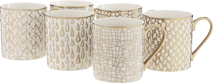 Certified International Mosaic 14 oz. Gold Plated Mugs, Set of 6, 6 Count (Pack of 1), RED | Amazon (US)