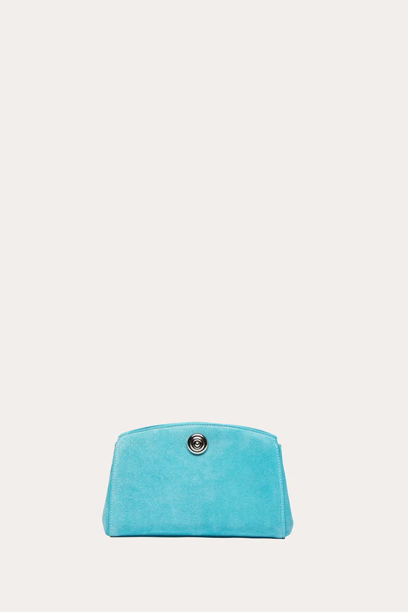 Pushlock Clutch Smeraldo Suede | LITTLE LIFFNER
