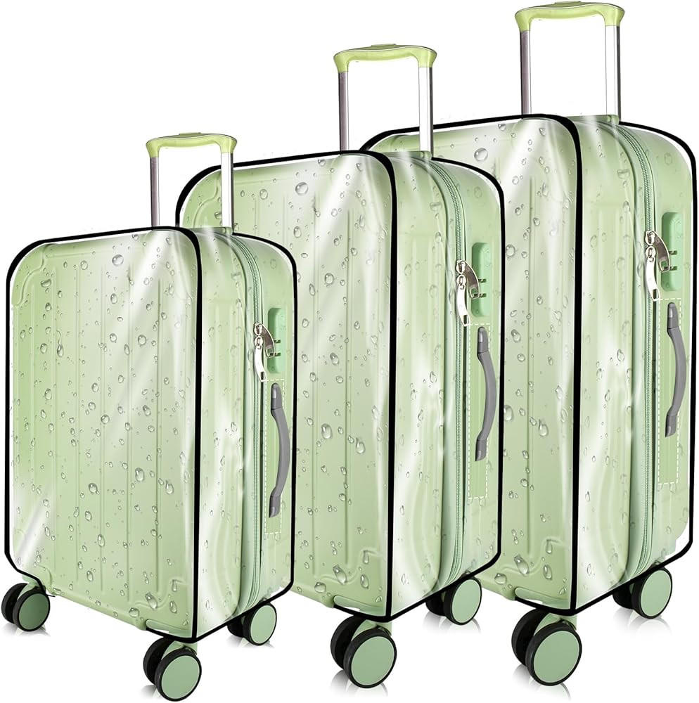 3 Pieces Thicken Clear Luggage Cover Protector, 20" 24" 28" PVC Luggage Covers for Suitcase Water... | Amazon (US)