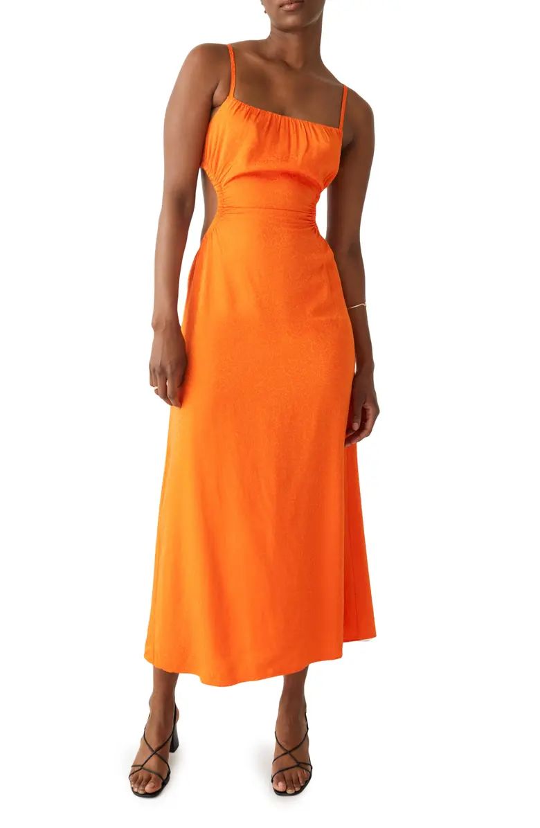 & Other Stories Ruched Cutout Midi Dress | Nordstrom | Nordstrom