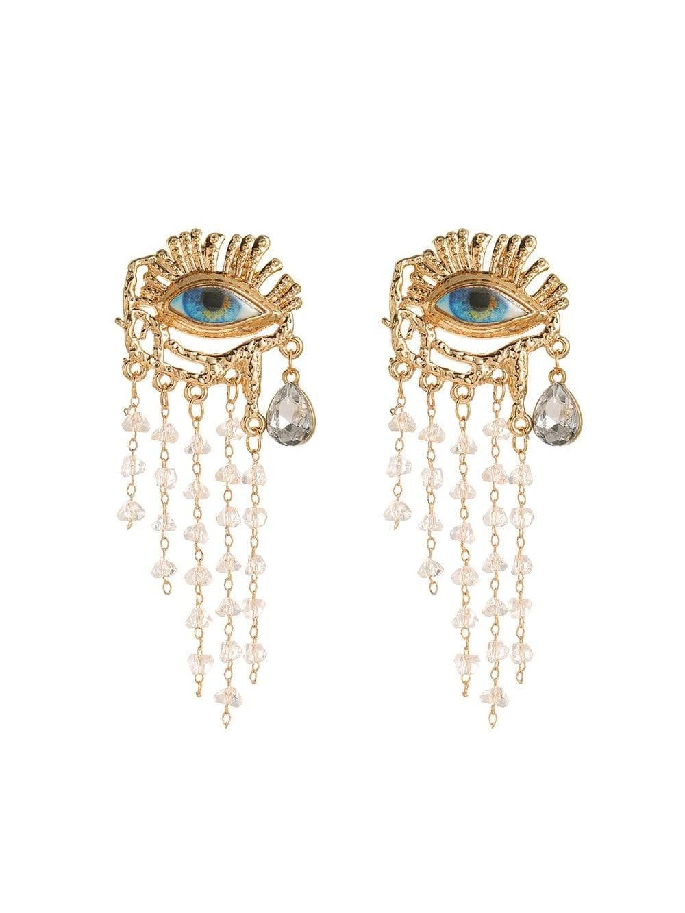 1pair Funky Zinc Alloy Eye & Tassel Decor Drop Earrings For Women For Daily Decoration | SHEIN