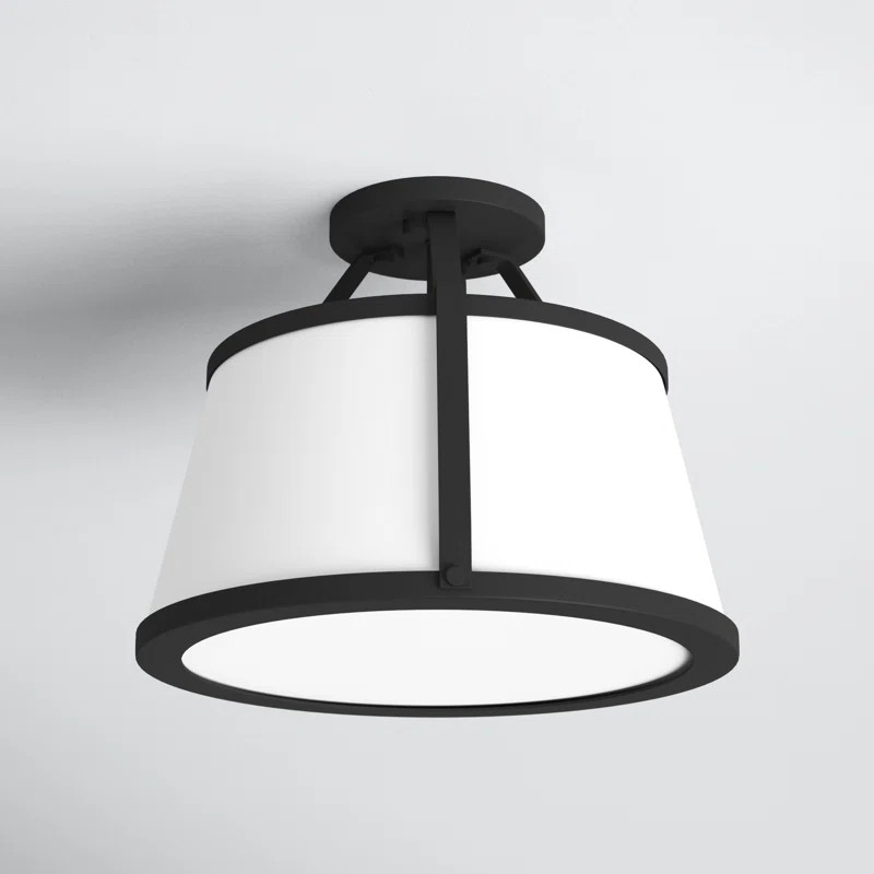 Escher 3 - Light 15.5'' Simple Schoolhouse Semi Flush Mount | Wayfair North America